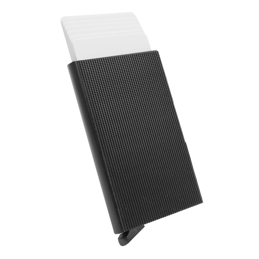 Aluminium Kartenhalter mit Hakenklett - Schwarz