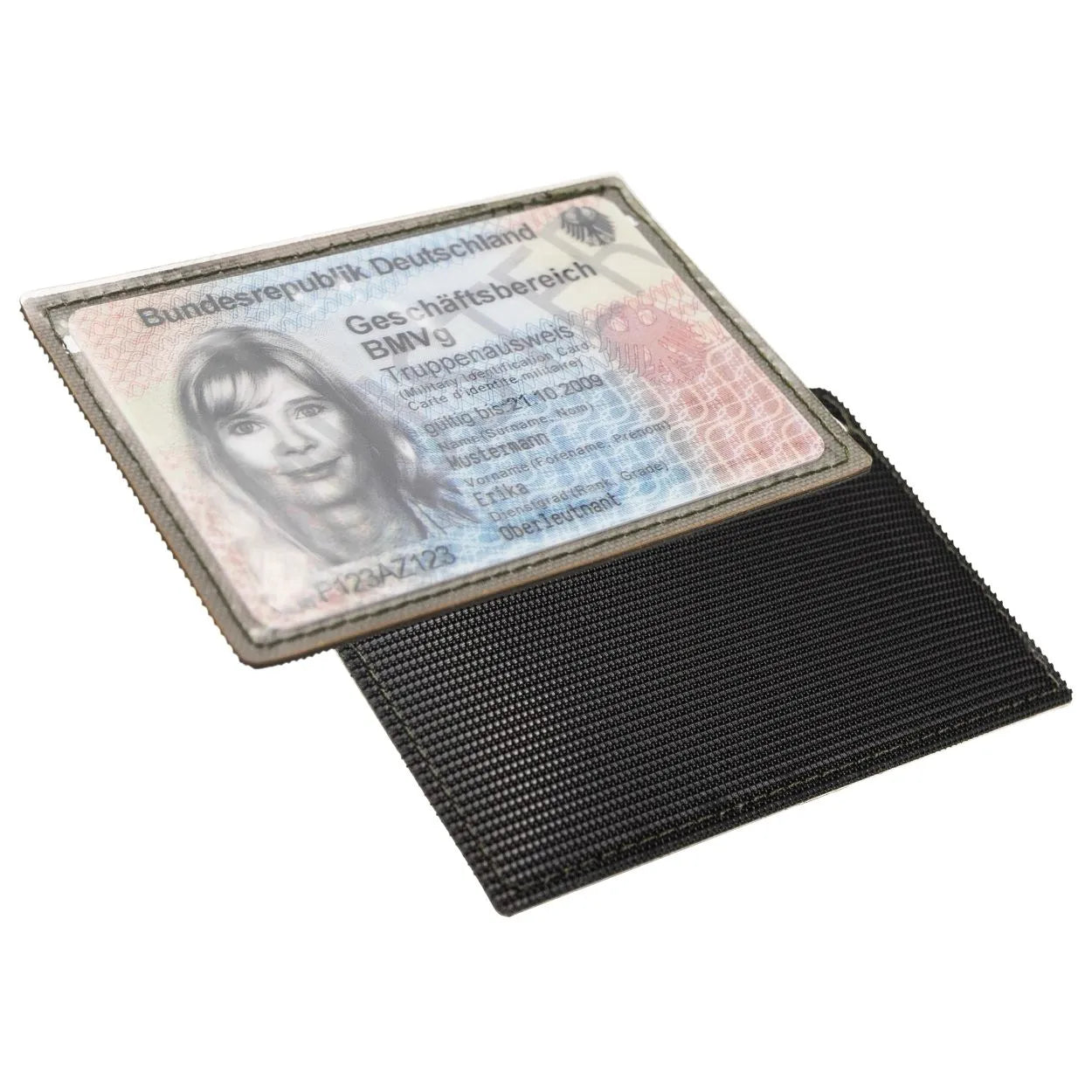 Ausweisfach mit Hakenklett in Steingrau Oliv