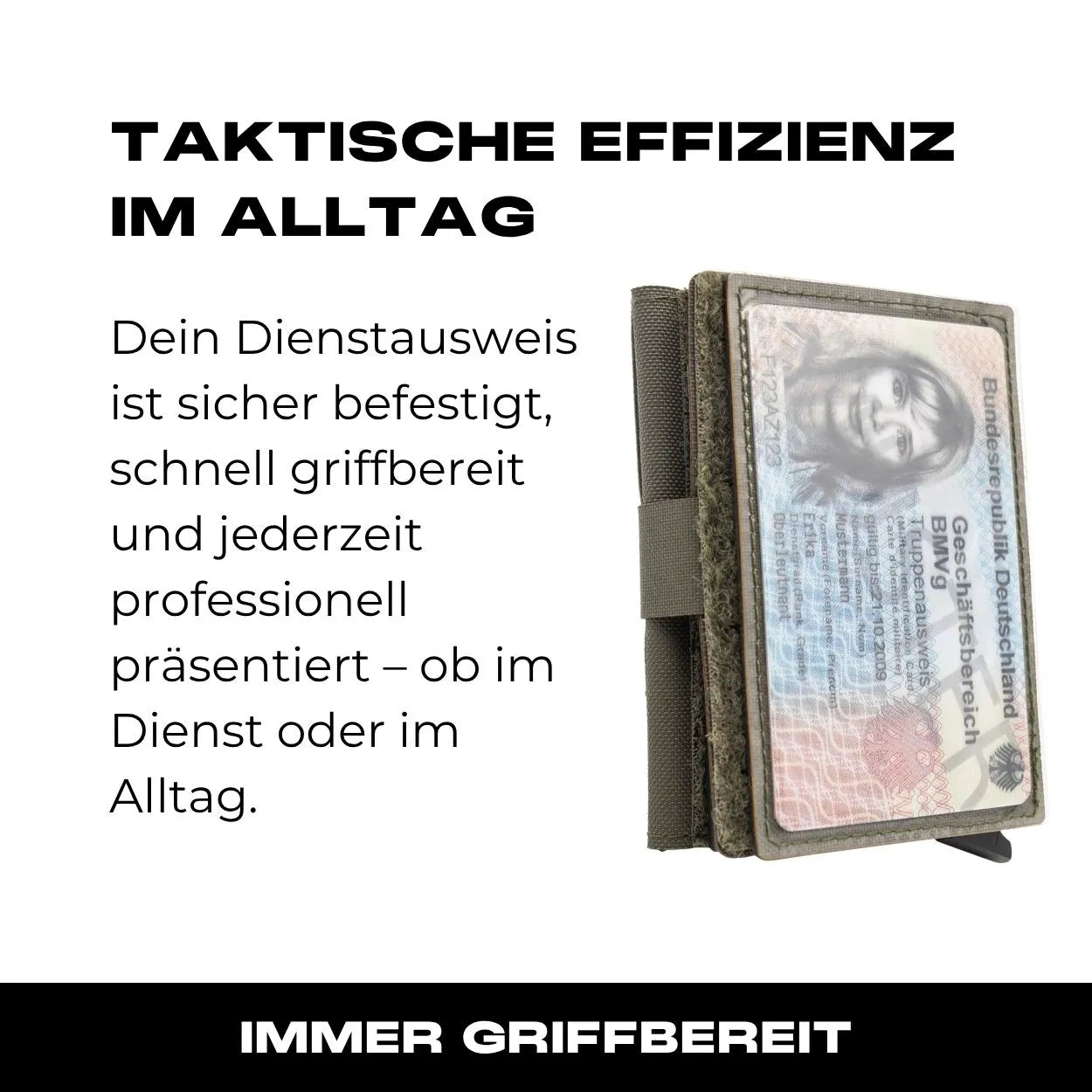 Ausweisfach mit Hakenklett in Steingrau Oliv