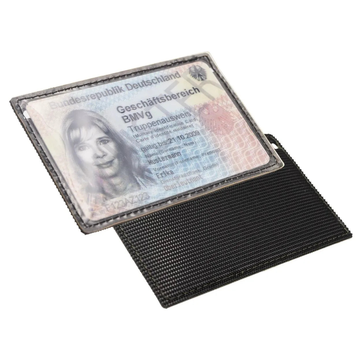 Ausweisfach mit Hakenklett in Schwarz