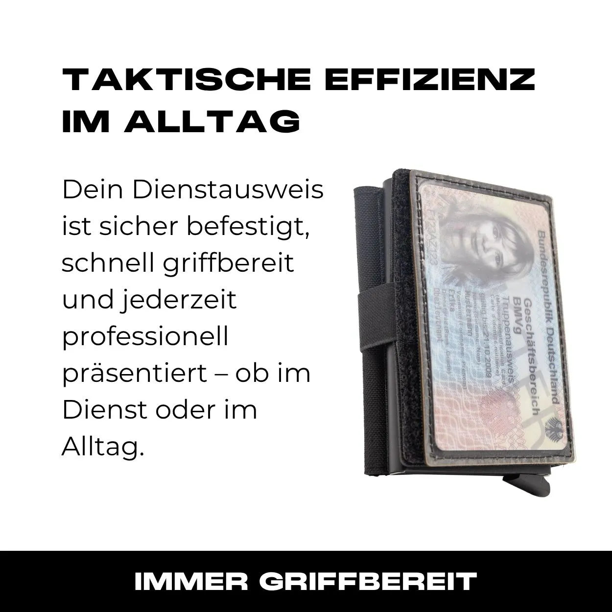 Ausweisfach mit Hakenklett in Schwarz