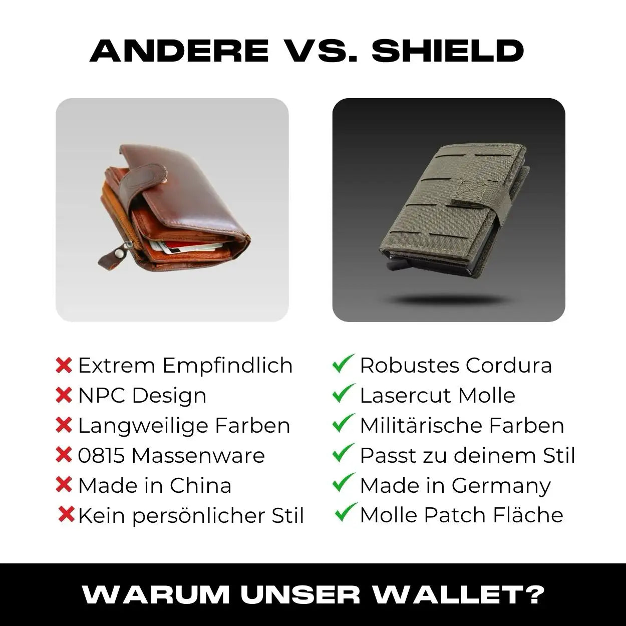 Tactical Wallet inkl. 3x Patch + Münzfach - Steingrau Oliv