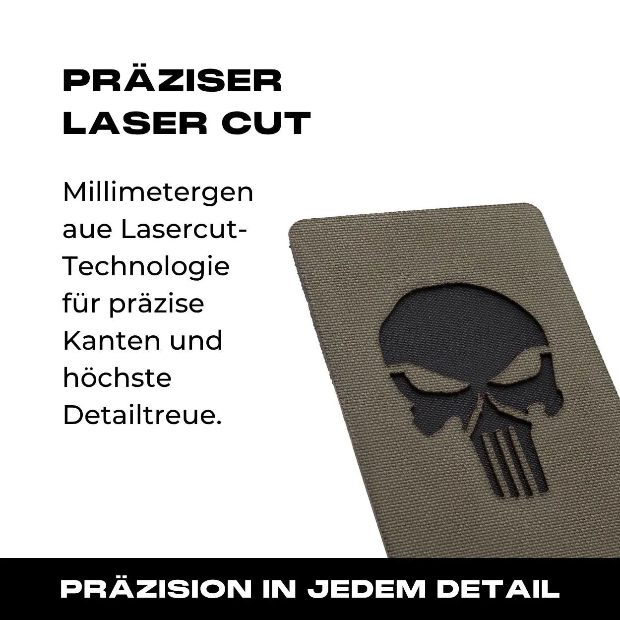 Lasercut Patch - Punisher - Steingrau Oliv