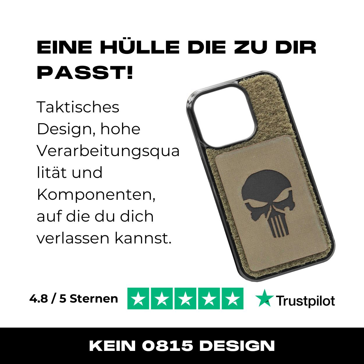 Tactical Case mit Steingrau Oliv Flauschklett - iPhone 15 Reihe