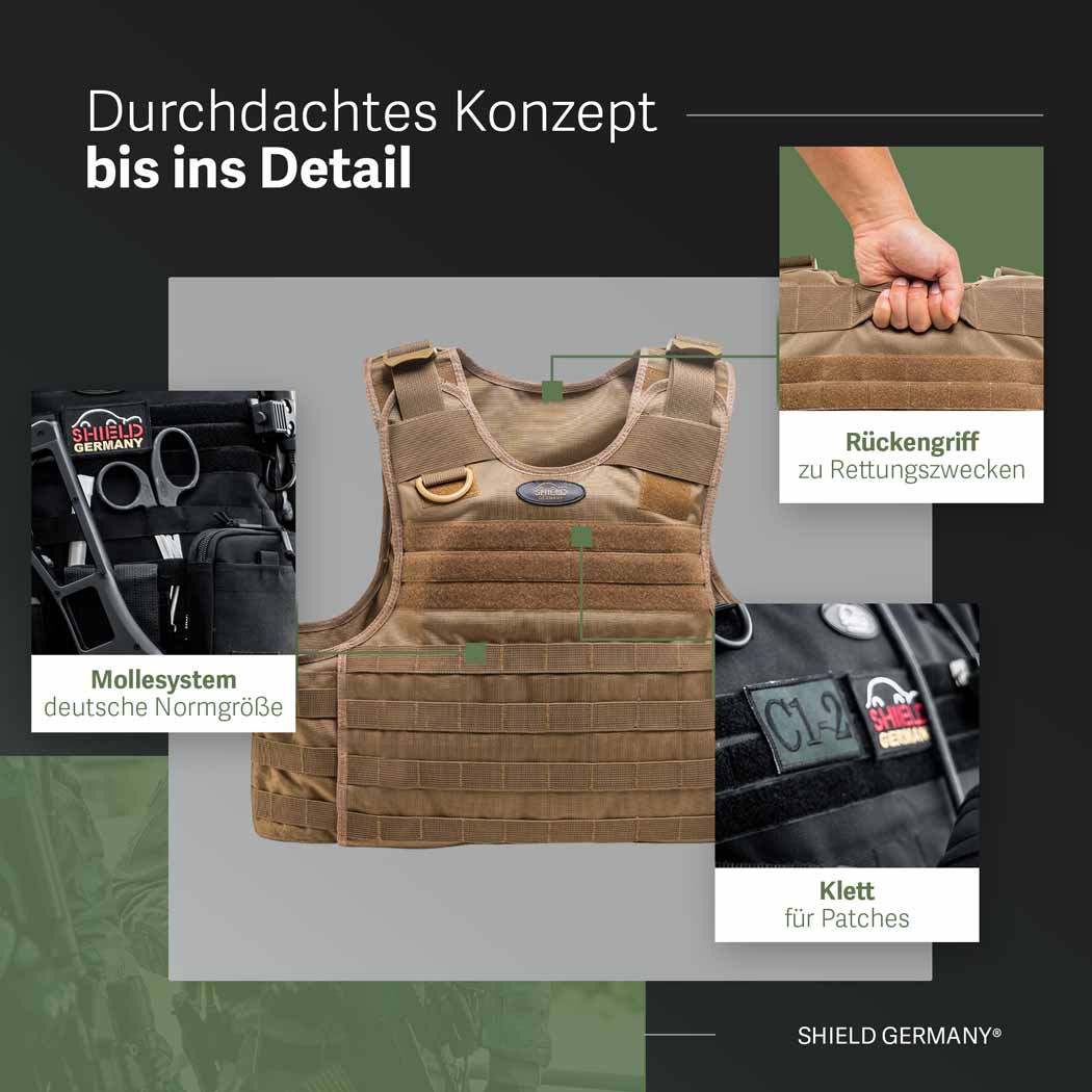 SHIELD Germany Tactical Vest ALPHA - Sand SK1 To SK4 – Shield Germany