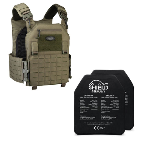 SHIELD Germany plate carrier BRAVO stone gray olive - up to SK4 / NIJ IV