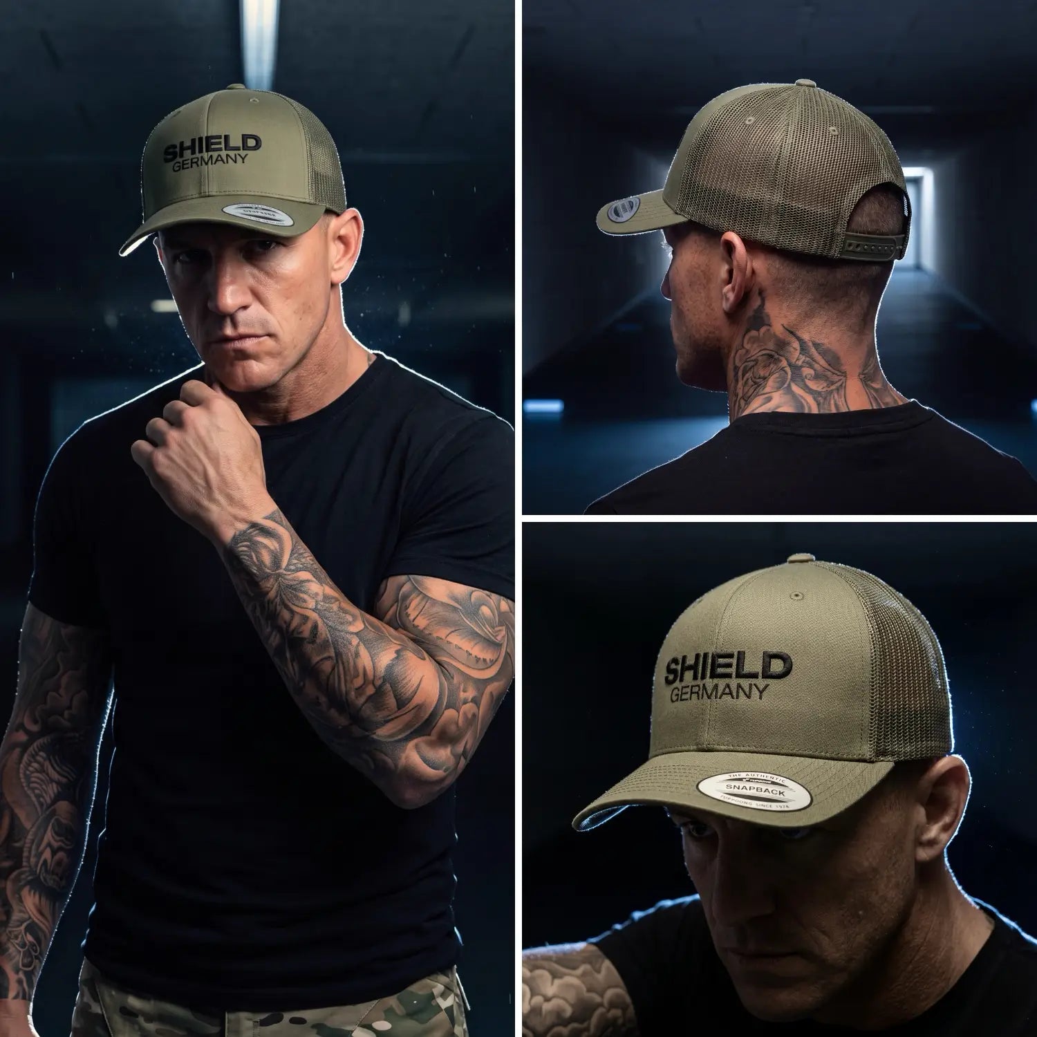 SHIELD Germany - Snapback Cap - Steingrau Oliv
