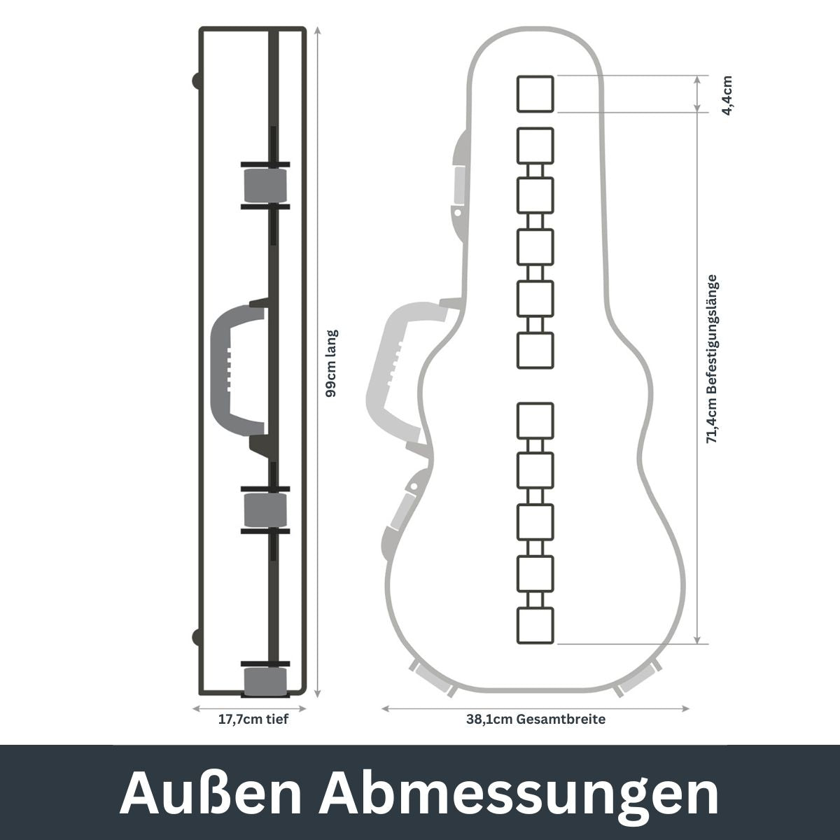 Hartschalenkoffer klein - Gitarren Optik Schwarz