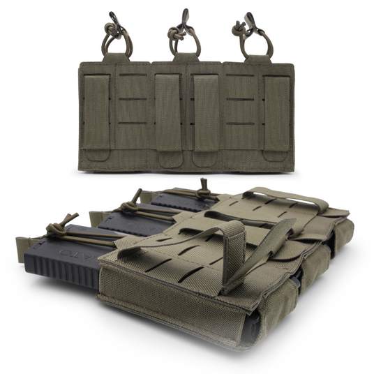 3-long magazine pouch BRAVO in stone grey-olive – SHIELD Germany