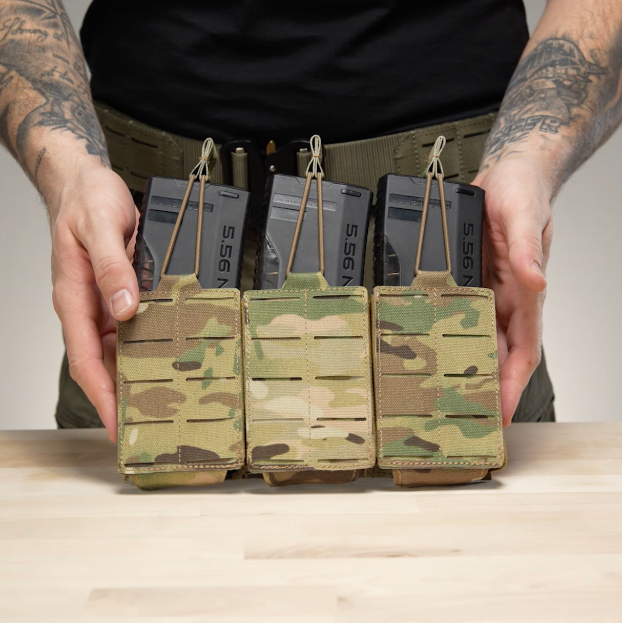 3-long magazine pouch BRAVO in multicam