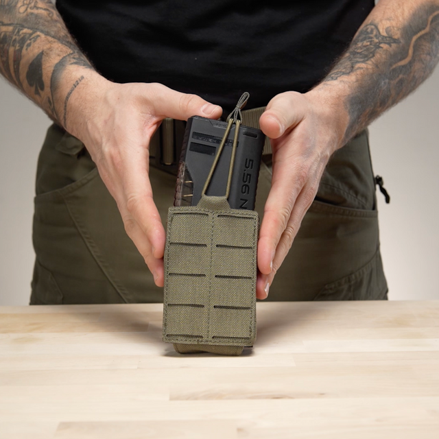 1 long magazine pouch BRAVO in stone grey-olive