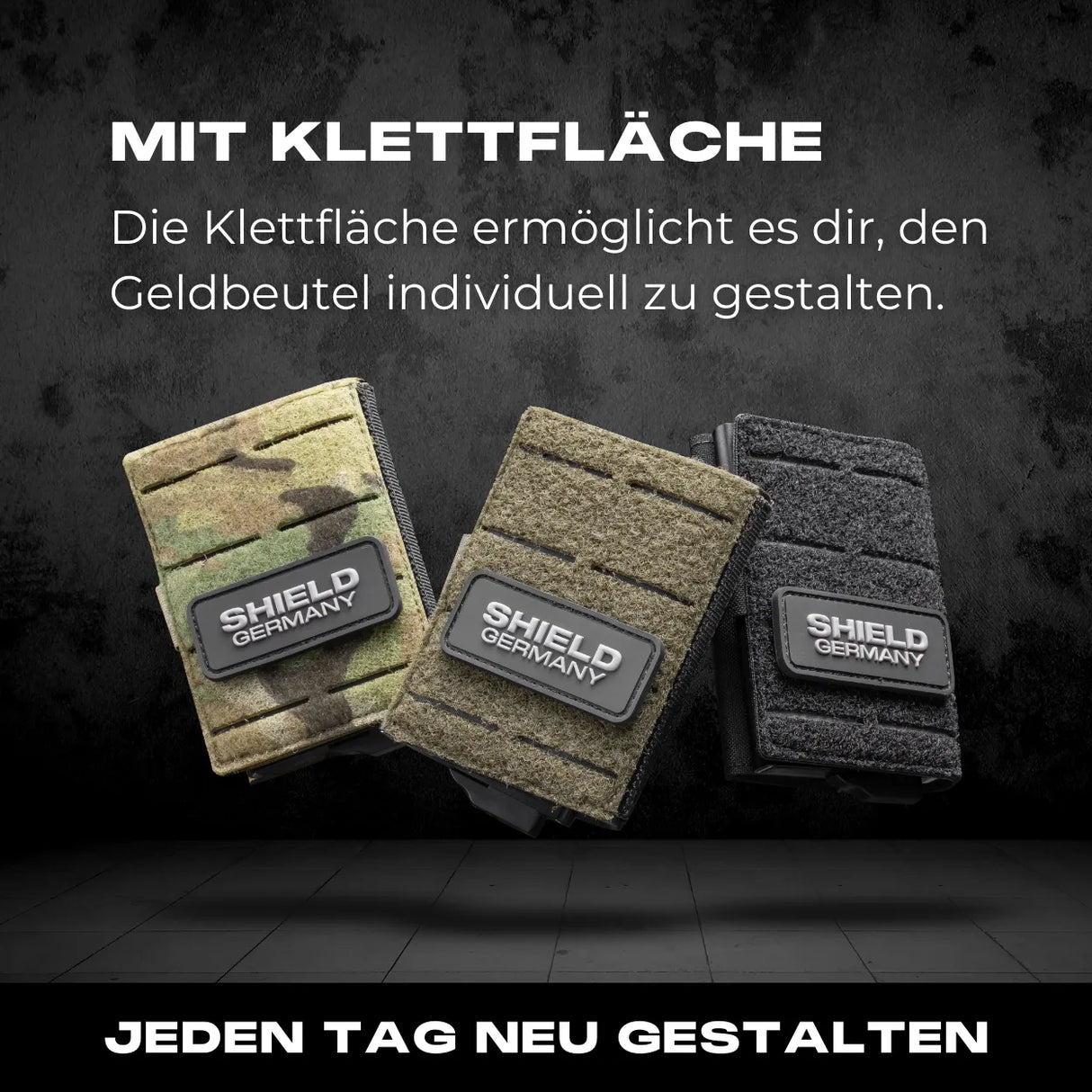 Tactical Wallet Steingrau Oliv inkl. 3 Lasercut Patches