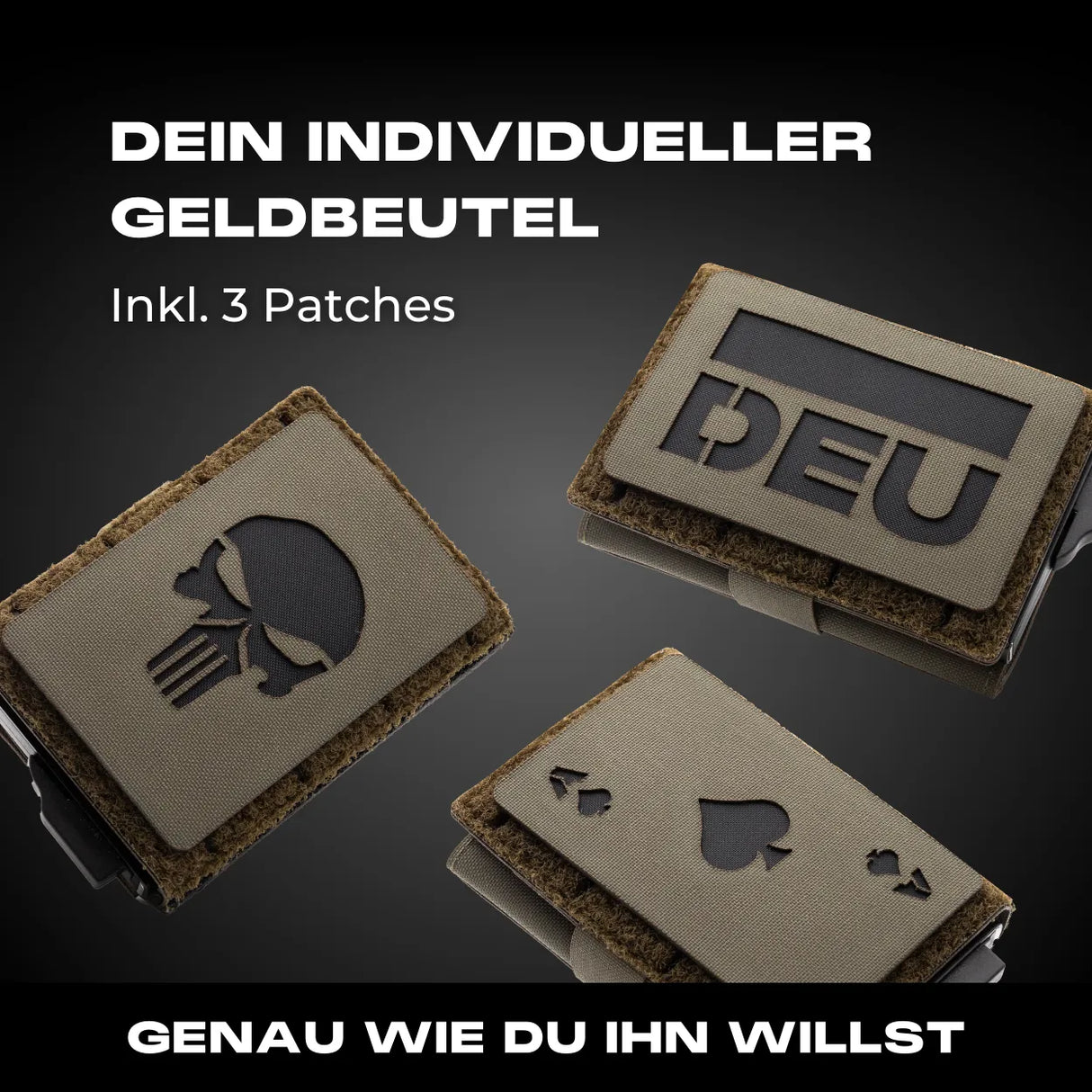 Tactical Wallet Steingrau Oliv inkl. 3 Lasercut Patches