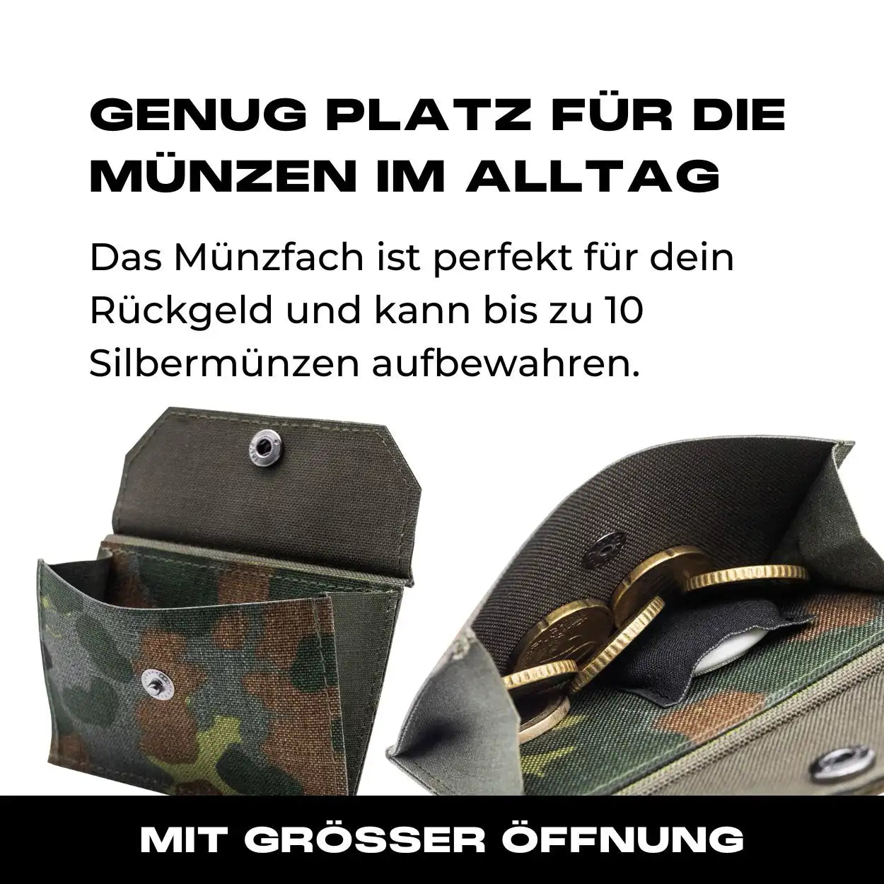 Tactical Wallet inkl. 3x Patch + Münzfach - 5 Farben Flecktarn
