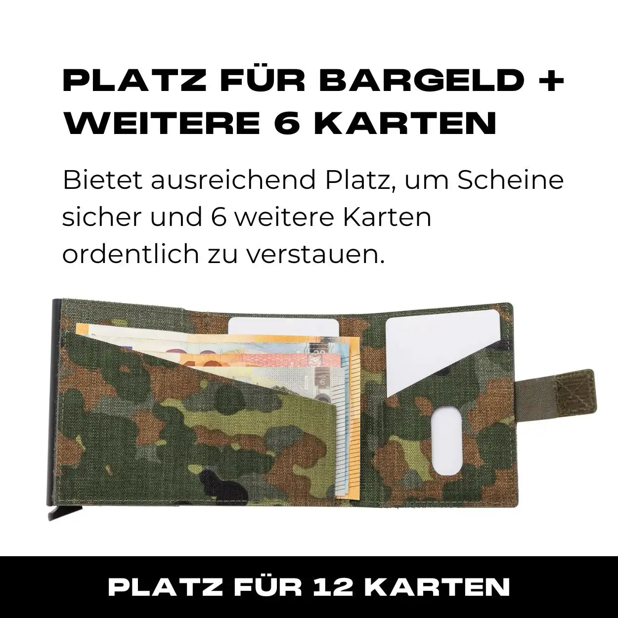 Tactical Wallet inkl. 3x Patch + Münzfach - 5 Farben Flecktarn