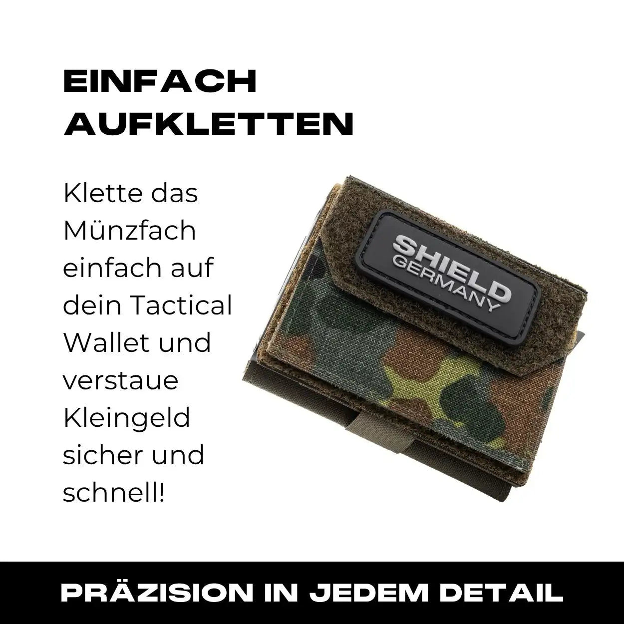 Tactical Wallet inkl. 3x Patch + Münzfach - 5 Farben Flecktarn