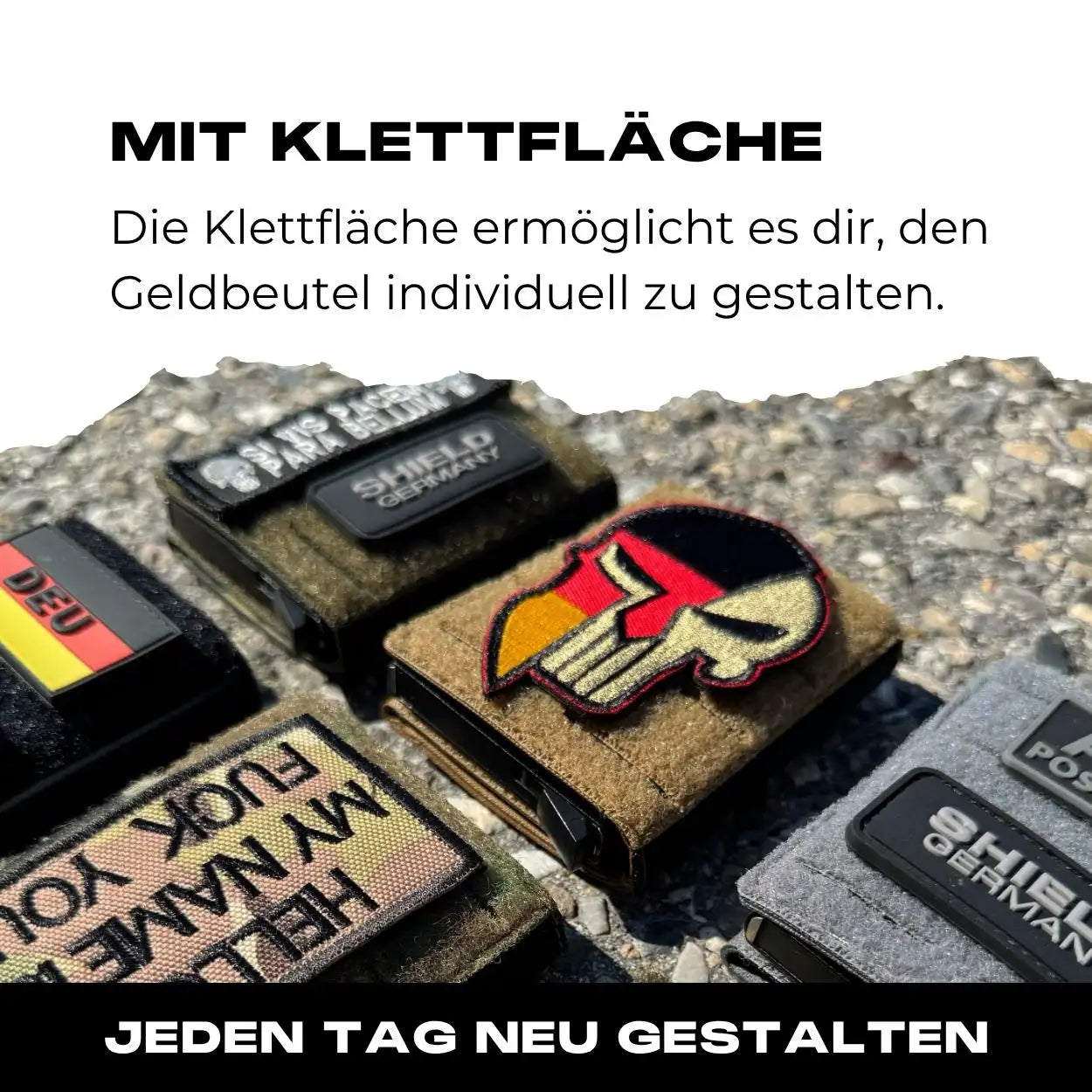 Tactical Wallet inkl. 3x Patch + Münzfach - Steingrau Oliv