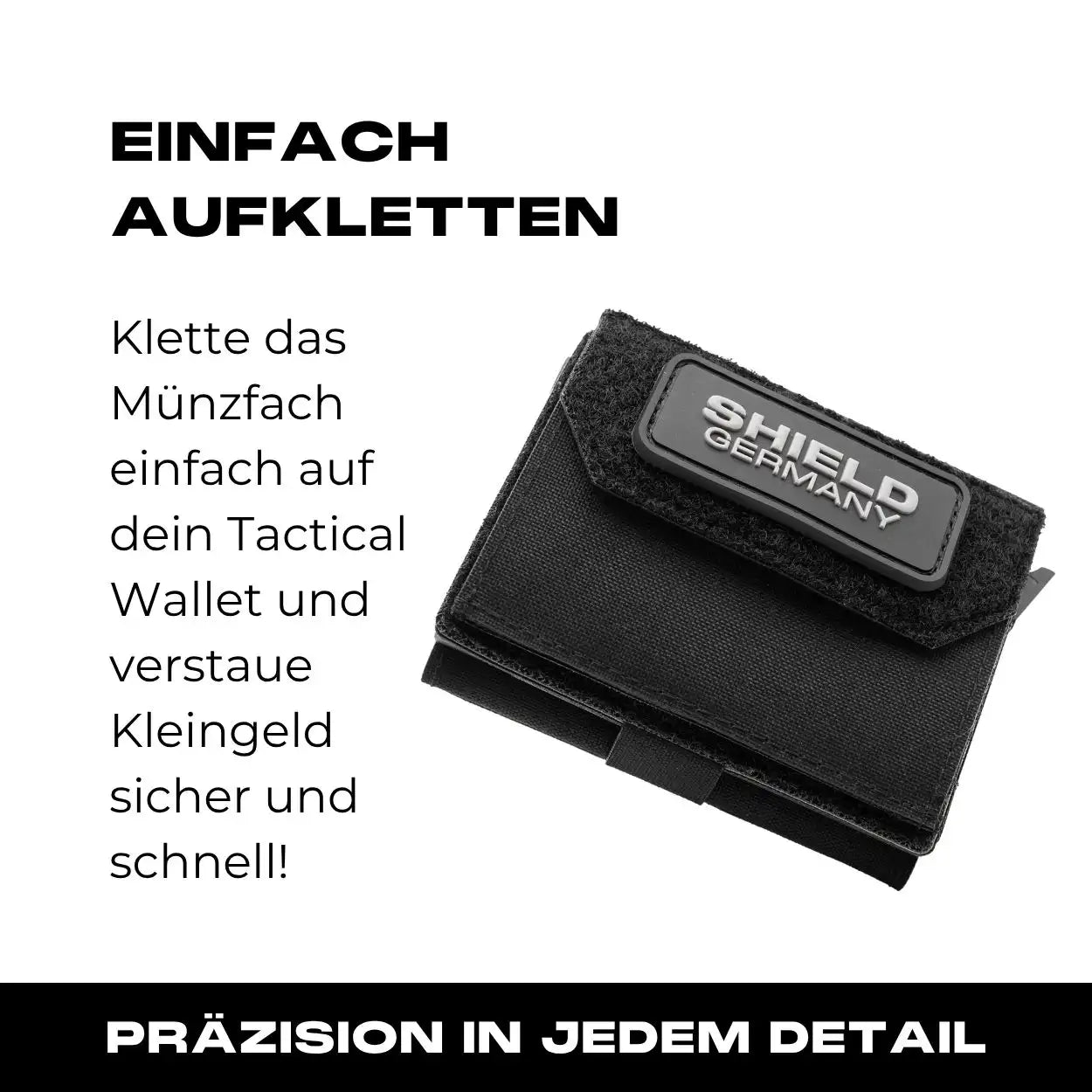 Tactical Wallet inkl. 3x Patch + Münzfach - Schwarz