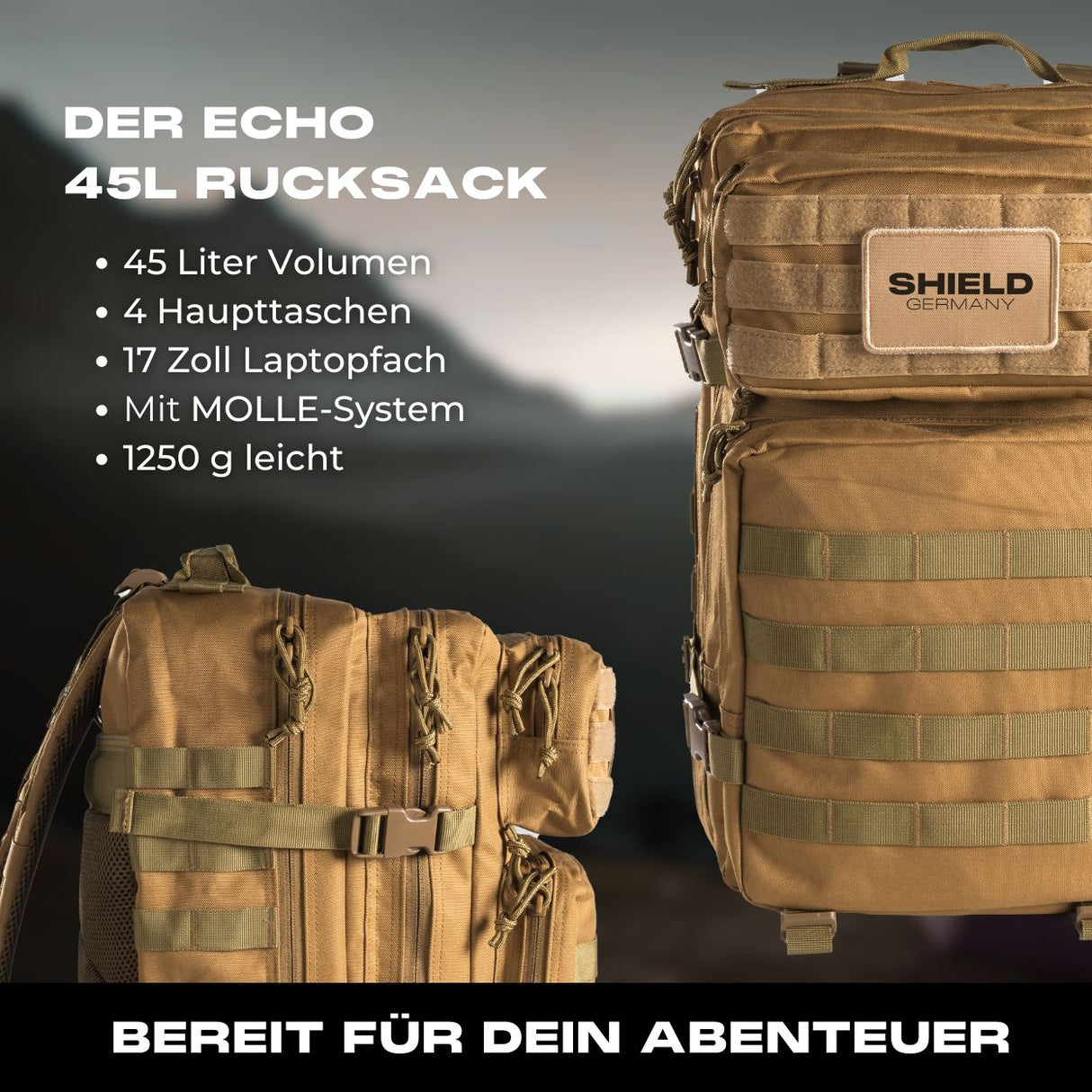 45L backpack ECHO in coyote