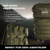 45L backpack ECHO in stone grey-olive