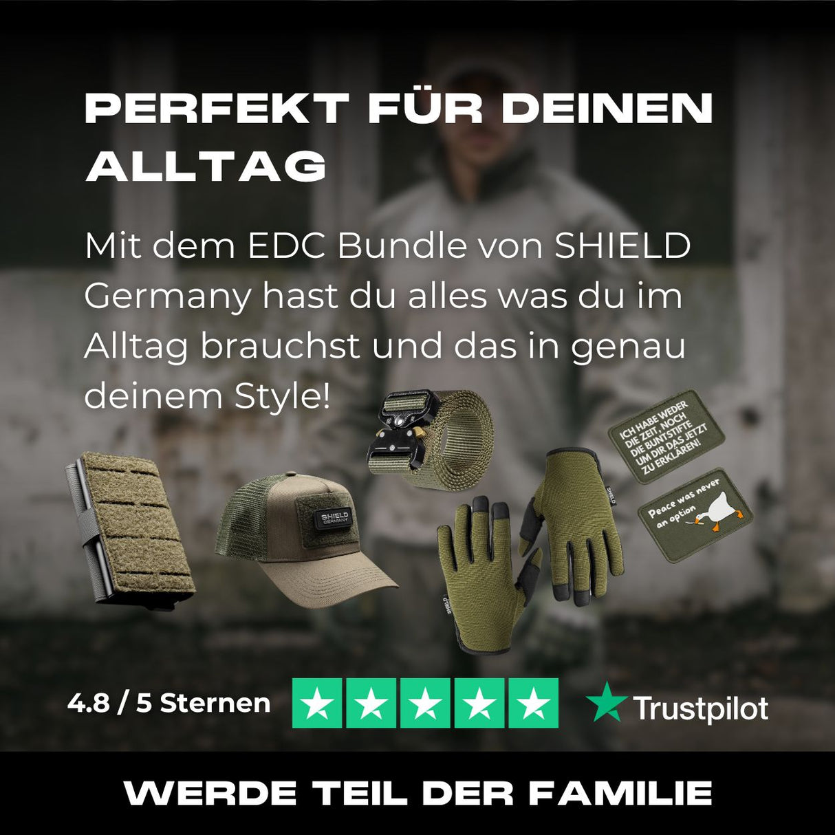 EDC Bundle in steingrau- oliv - mit Tactical Wallet