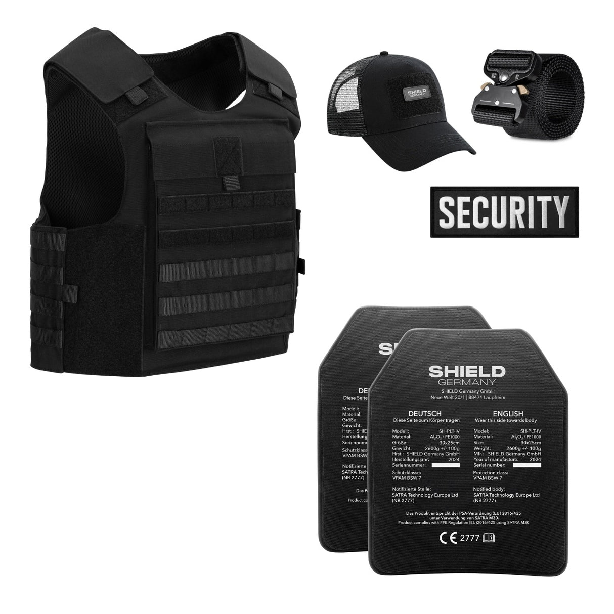 Security Bundle - Delta Tactical Weste, Gürtel, Cap & Patch