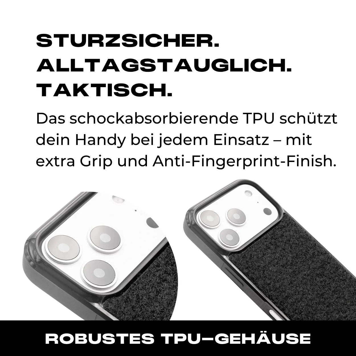 Tactical Case mit Steingrau Oliv Flauschklett - iPhone 17 Reihe